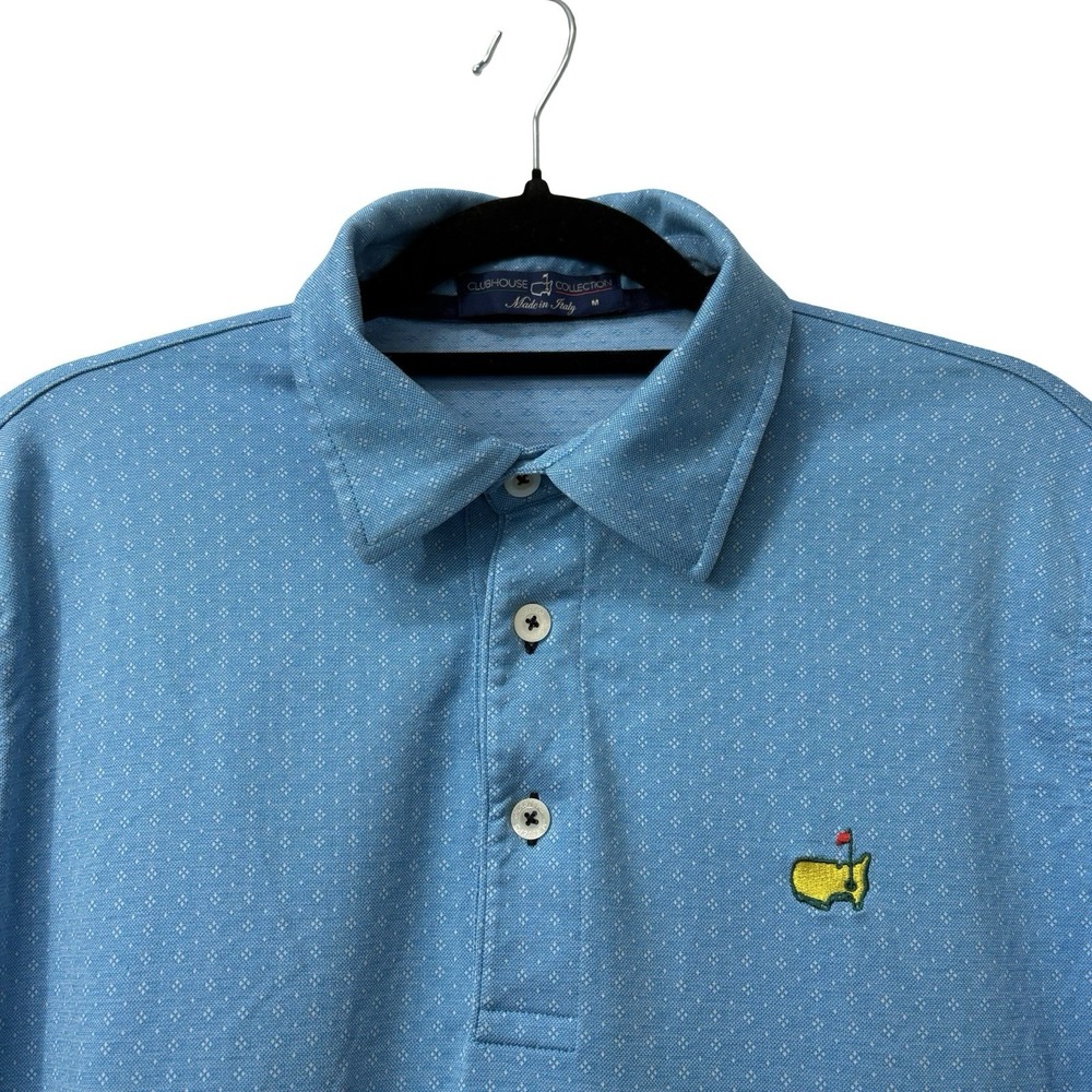 Masters Club House Golf polo tournament Logo Blue White Print sz Medium